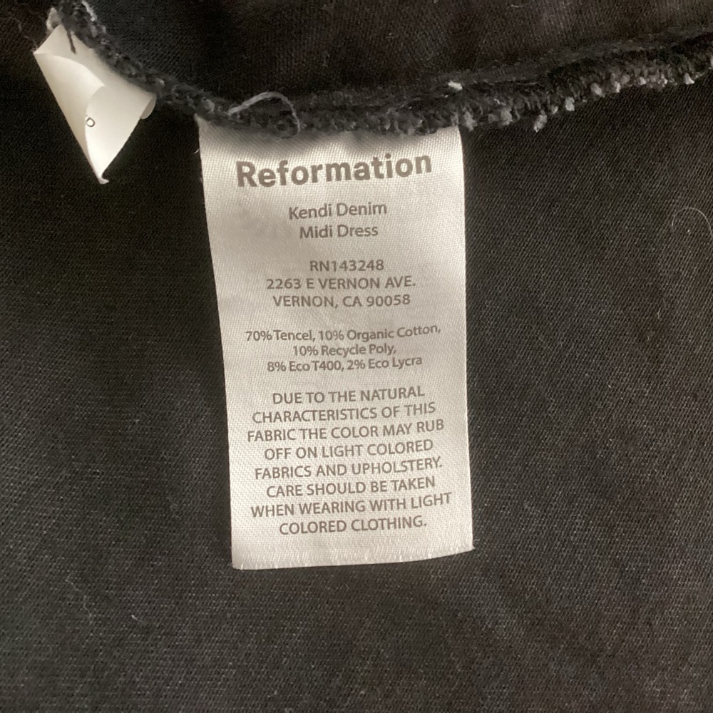 Reformation Kendi Denim Midi Dress Washed Black Sz 12 - Picture 10 of 10